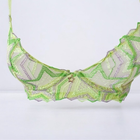 Savage X Fenty Other - Savage X Fenty Lace Bra Lime Green Embroidered – Size 32C
